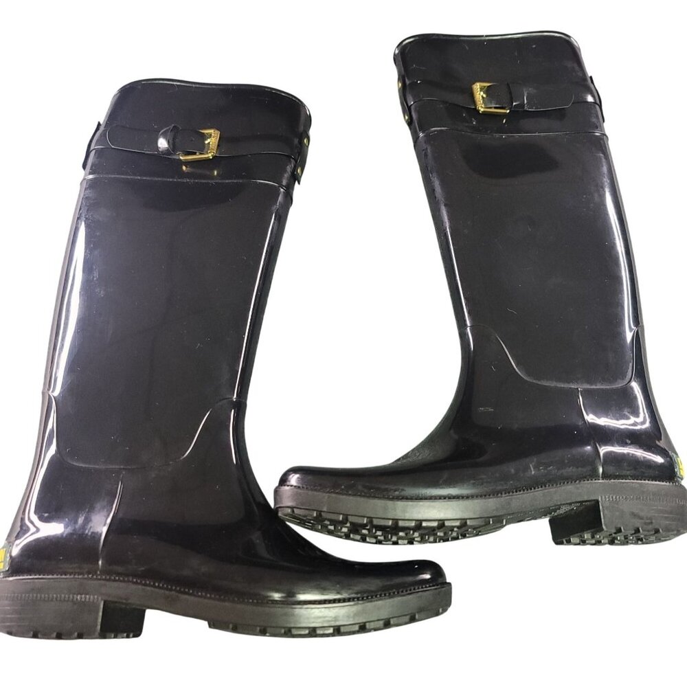 Lauren Ralph Lauren Size 7 Rossalyn II Black Rain Boots Waterproof PVC